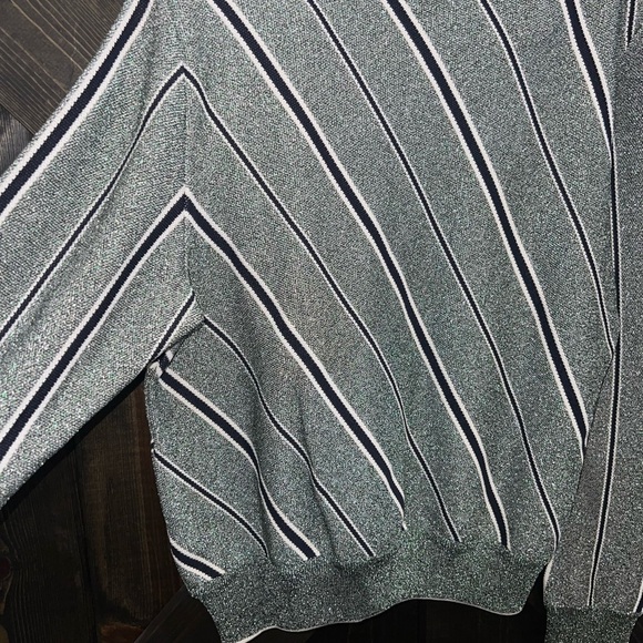 Cedric Charlier Striped Sweater 12 Lurex Glitter Sparkly Thick Top Crewneck - Picture 10 of 15